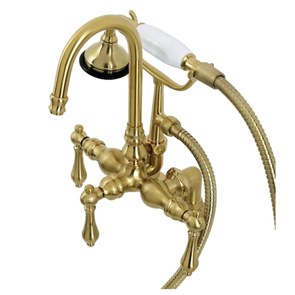 Kingston Brass AE13T7 Clawfoot Tub Faucet with Hand Shower, Brushed Brass AE13T7 - main